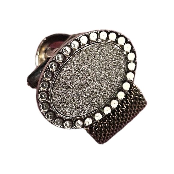 Gold Tone Cufflinks Oval Mesh Wrap Around 1 Inch - Picture 1 of 4